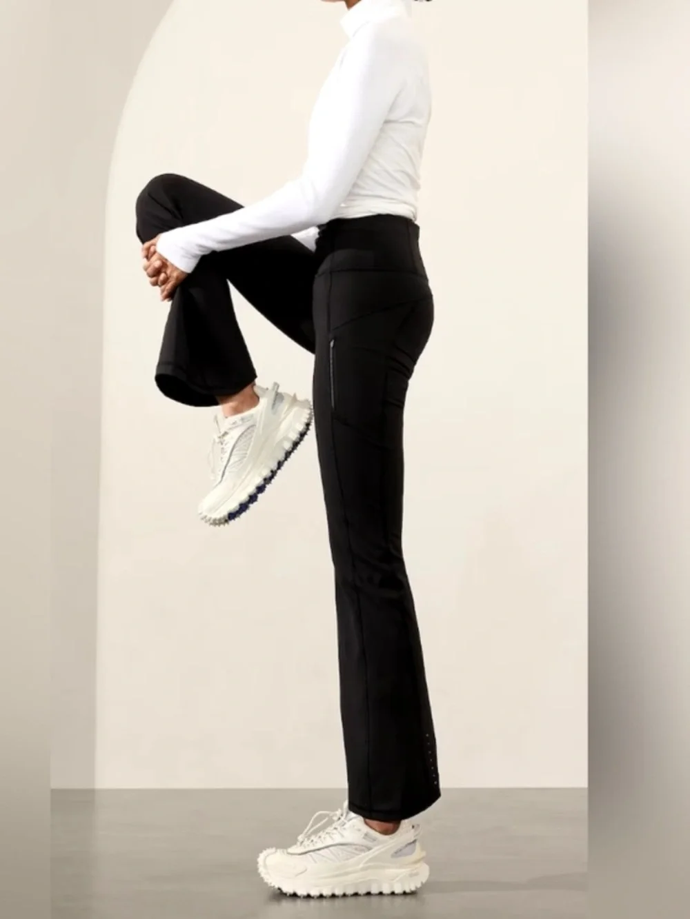 Athleta Fleece Lined Rainier Bootcut Pants Black Size Large Tall - Picture 6 of 16